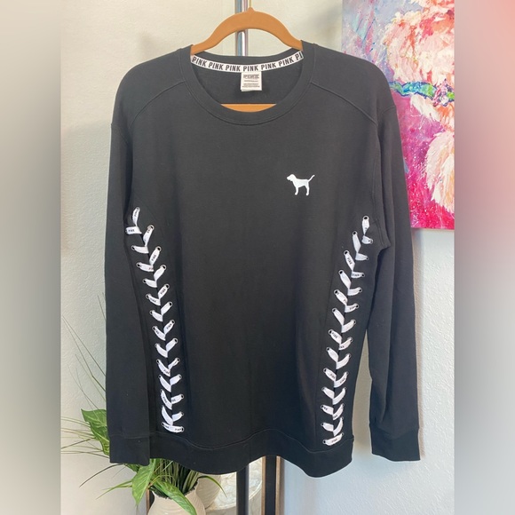 PINK! Victoria Secret Oversized Black Long Sleeve Sweater Size XS - Picture 4 of 4